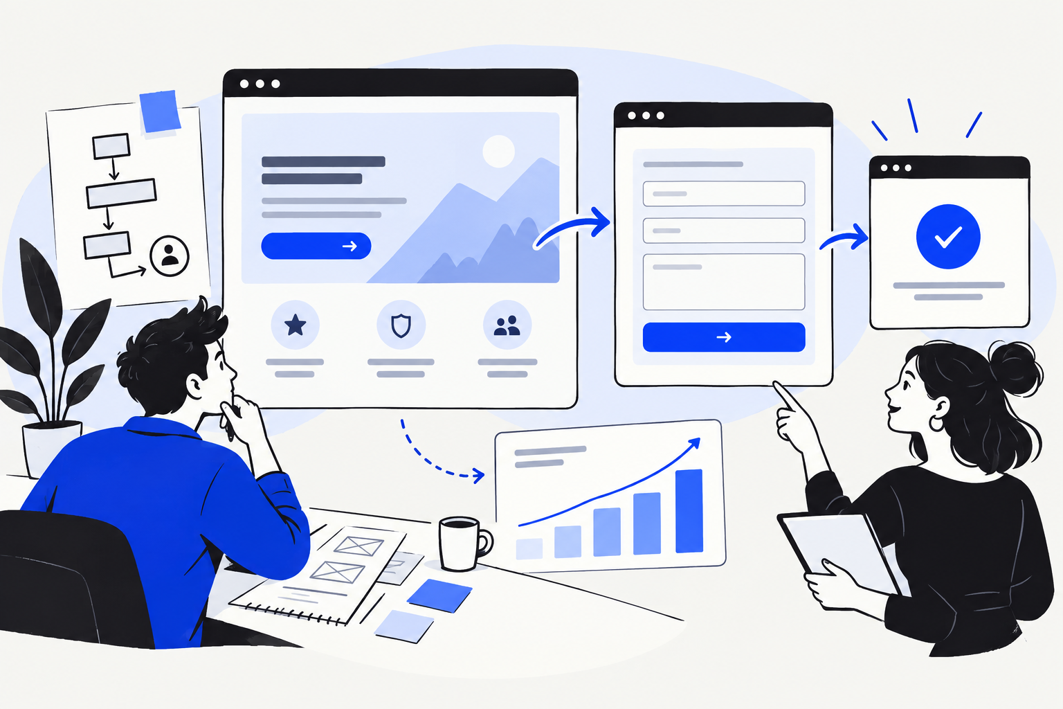 Website enquiry journey from landing page to completed contact form
